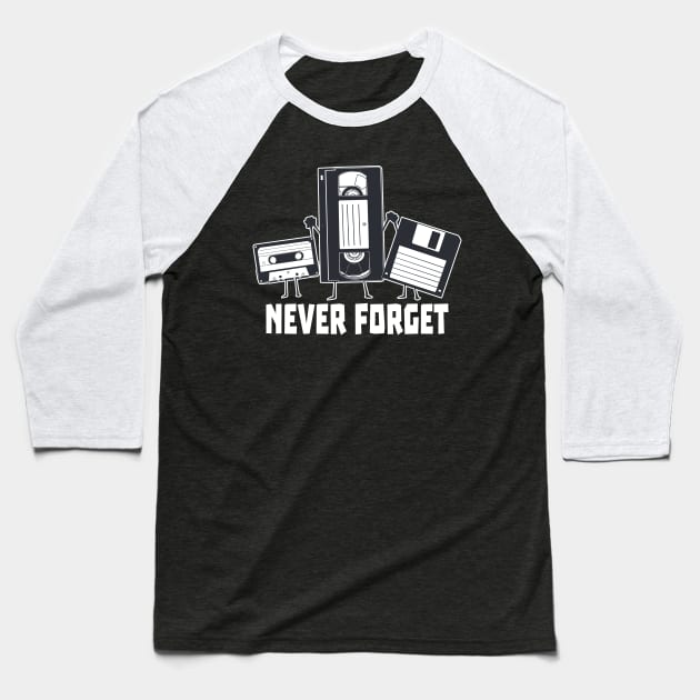 Never Forget Funny Men Audio Cassette Adult Humor Vintage Baseball T-Shirt by Kali Space